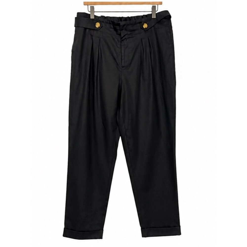 NWT Laundry by Shelli Segal Black Pleated Ankle Pants Cuffed Hem Size 8 - Picture 3 of 9